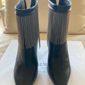 Balmain Black Boots with Silver Fringe